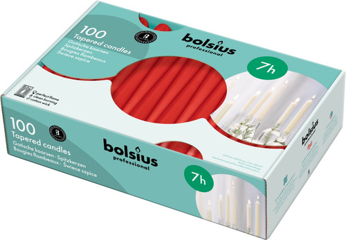 100 Bolsius Professional Tapered Candles - Red (240mm/23mm) 100 Bolsius Professional Tapered Candles - Red (240mm/23mm)