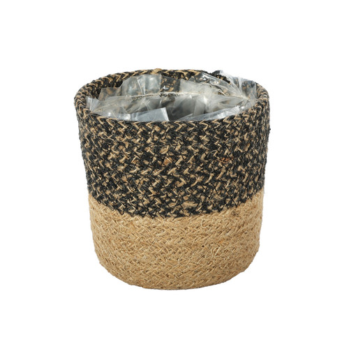 Black & Natural Jute Basket (12 x 12cm)