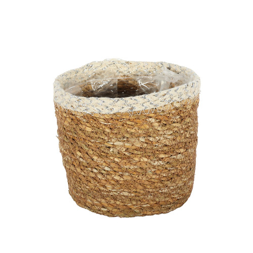 Natural & Silver Hogla Basket With Liner (12 x 12cm)