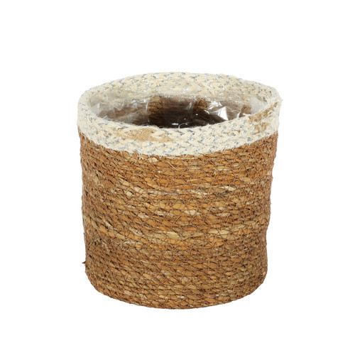  Natural & Silver Hogla Basket With Liner (14 x 14cm)