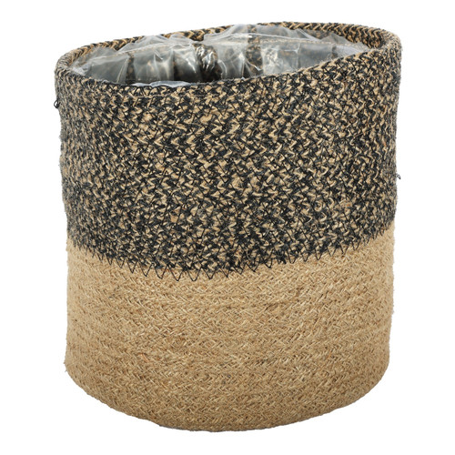 Black & Natural Jute Braided Rope Basket (20 x 20cm)