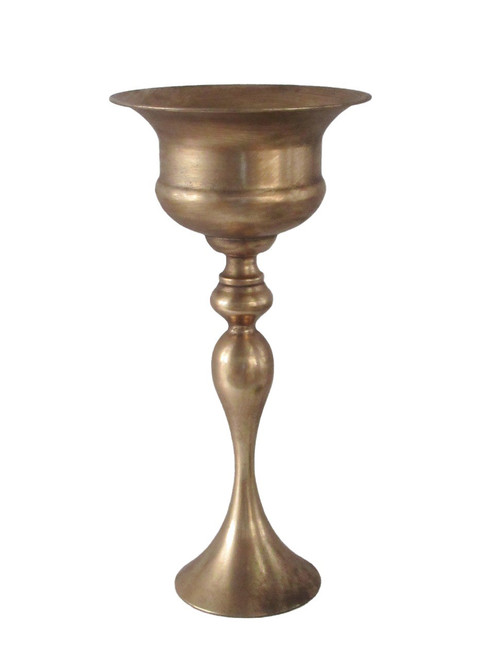 Antique Gold Creation Metal Bowl on Tall Stem (58.5cm)