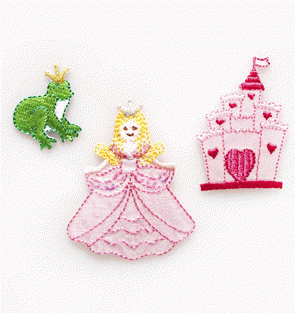 Set of 3 Princess Story Embroidered Applique Iron Ons