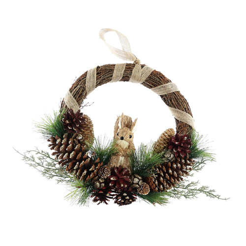 Half Wreath with Cones & Squirrel (36cm)