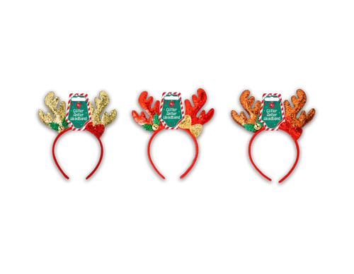 Glitter Antler Headband with Bow (Assorted Designs)