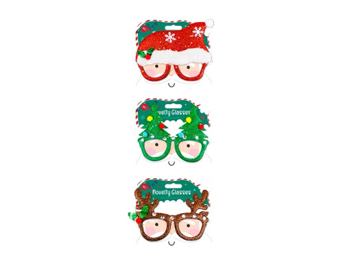 Red Christmas Novelty Glasses (Assorted Designs)
