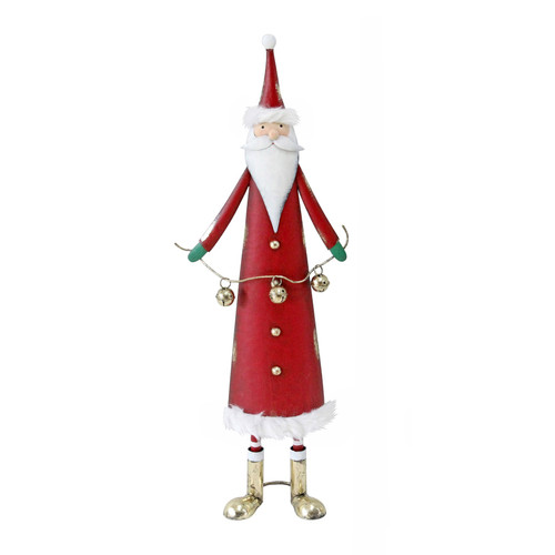 Red Christmas Metal Santa with Bells (73cm)