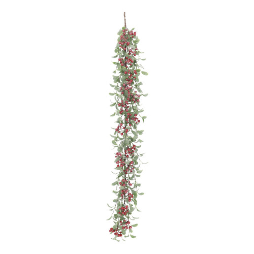 Frosted Leaves & Red Berry Garland (150cm)
