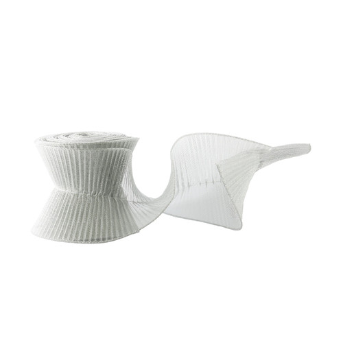 Silver Crinkle Wired Edge Ribbon (12cm)
