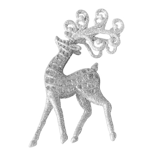 Silver Glitter Reindeer Hanging Decoration