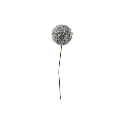 Silver Glitter Tinsel Ball Pick (20cm)