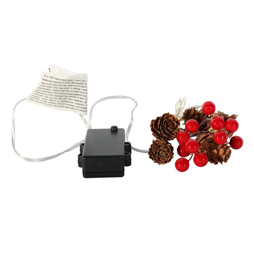 Outdoor Light Red Berry Garland x15 LED (180cm)