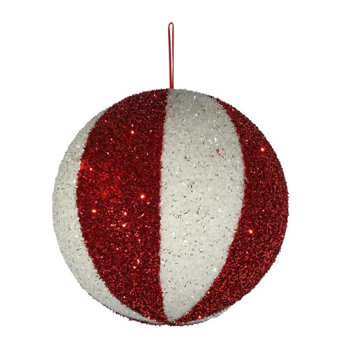 Red & White Candyland Striped Bauble (30cm)
