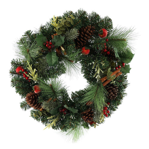 Wreath with Mixed Foliage, Cones & Berries (60cm)