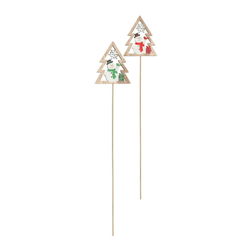 Christmas Tree & Snowman Wooden Pick (pack of 10) 