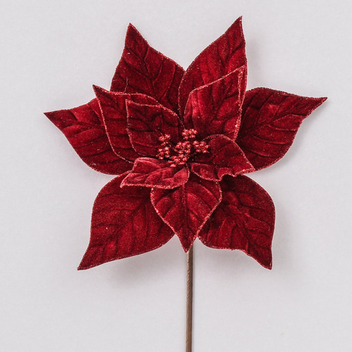 Burgundy Velvet Poinsettia Pick (60cm)