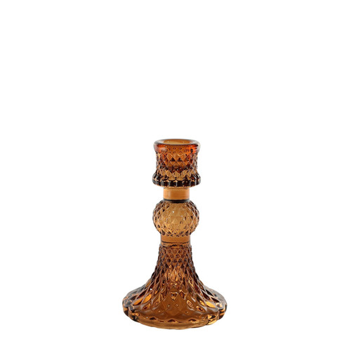 Juliet Candlestick - Mocha Coloured Glass (13cm)