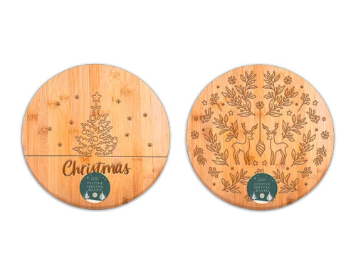 Festive Round Bamboo Serving Board (30cm)