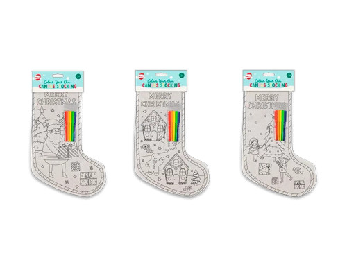 Christmas Colour Your Own Canvas Stocking