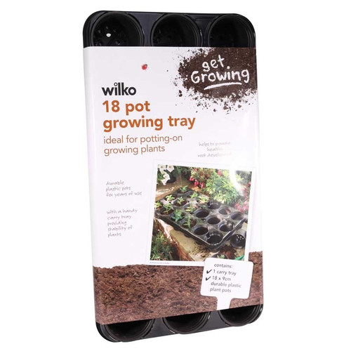 Black Grow Tray with 9cm Pots (x18 Pots)