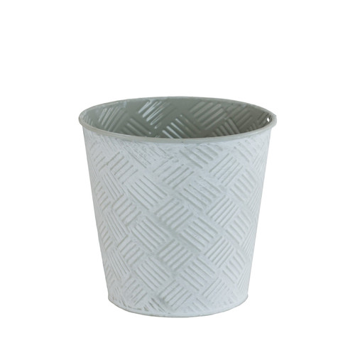 White Wash Cross Hatch Grey Zinc Pot