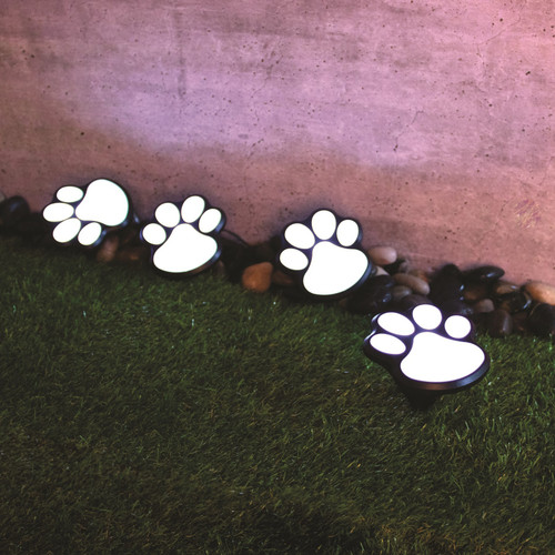 White Paw Print Solar Lights (Set of 4)
