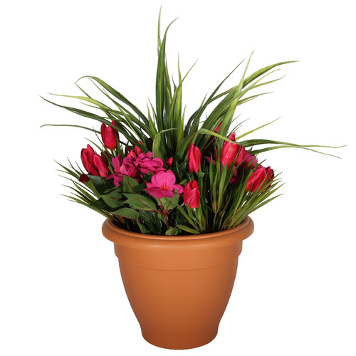 Pink Yukka Impatiens Patio Planter 