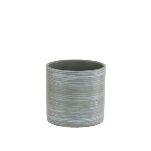 Grey/White Striped Ceramic Pot (13cm)