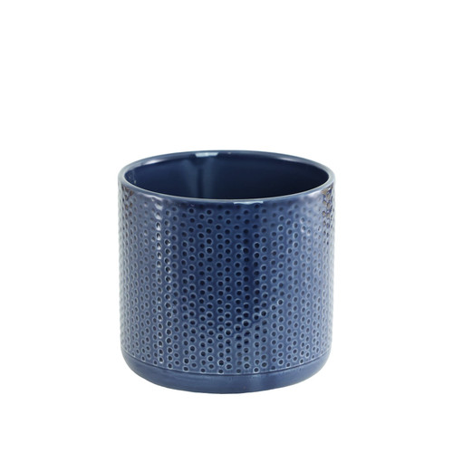 Navy Spotty Ceramic Plant Pot (12cm)