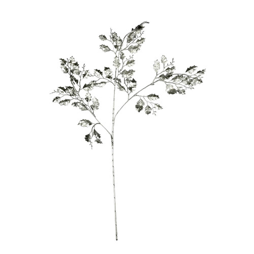 Silver Plastic Holly Leaf Stem (75cm)