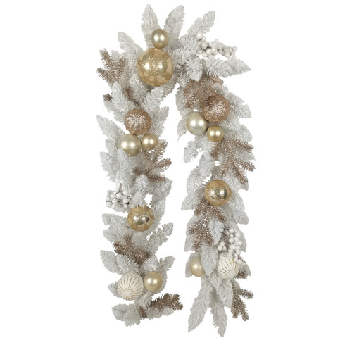 Champagne & White Foliage, Bauble & Berry Garland (182cm)