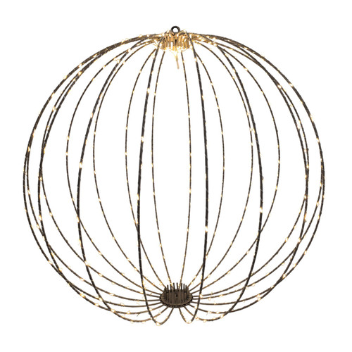Gold Wire Hanging Globe with LED Warm White Lights & 6hr Timer (60cm)