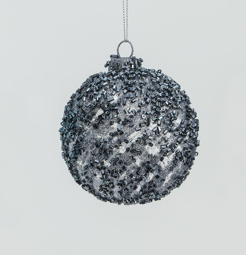 Dark Grey Glass Sequin Bauble (8cm)