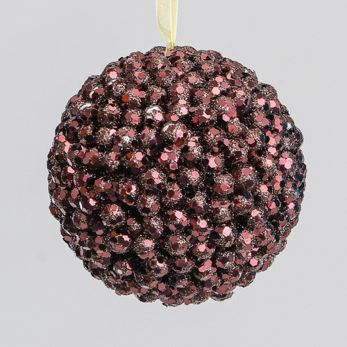 Brown Beaded Bobbly Bauble Decoration (10cm)