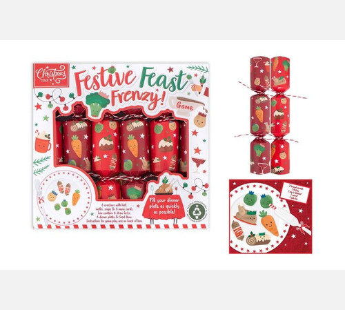 Red Festive Feast Frenzy Crackers (9") - 6 Pack