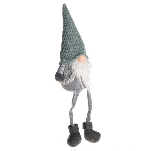 Sitting Grey Gonk with Dangling Legs & Green Hat