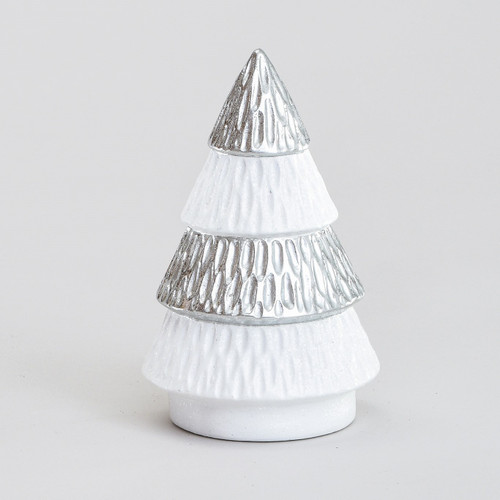 White & Silver Ceramic Christmas Tree Ornament