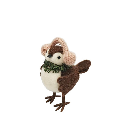 Bird Wearing Ear Muffs Figure (13cm)