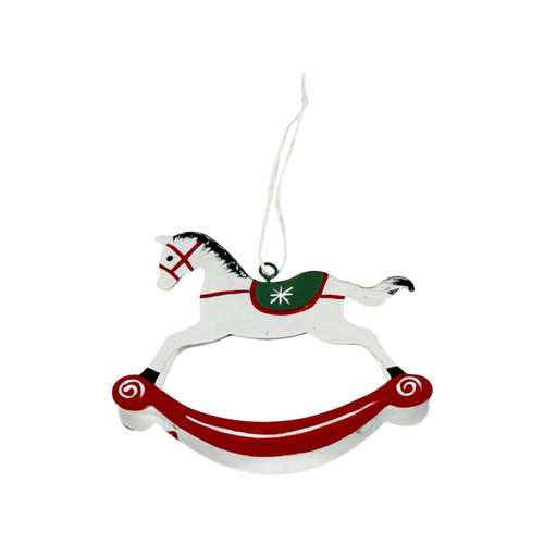 White Rocking Horse Hanging Decoration (12.5cm)