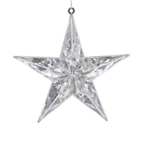 Silver Diamond Star Hanging Ornament (14cm)