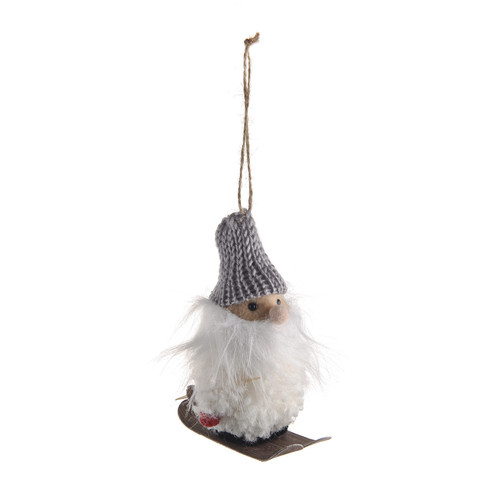 Skiing Santa With Fur Coat Hanging Decoration