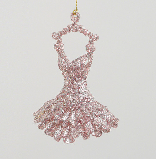 Rose Gold Glitter Festive Ballet Tutu Dress Hanging Decoration (13cm)