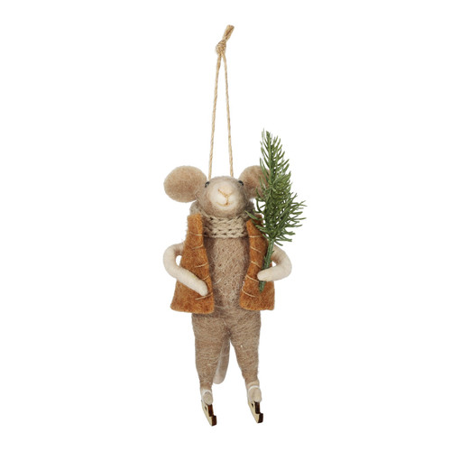 Felt Skating Mouse Hanging Decoration (13cm)