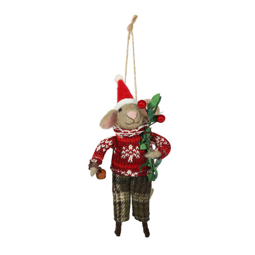 Felt Mouse Christmas Jumper Hanging Decoration (13cm)