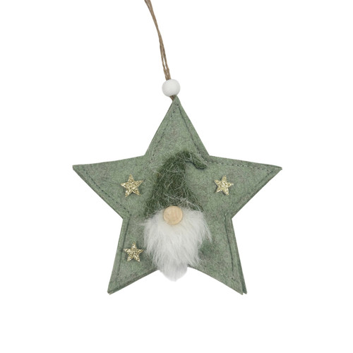 Felt Star Hanger with Gnome Face (11.5cm)