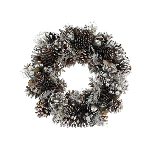 Silver Cones & Berries Wreath (30cm)