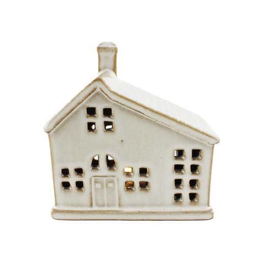 White Stoneware House Ornament (12cm)