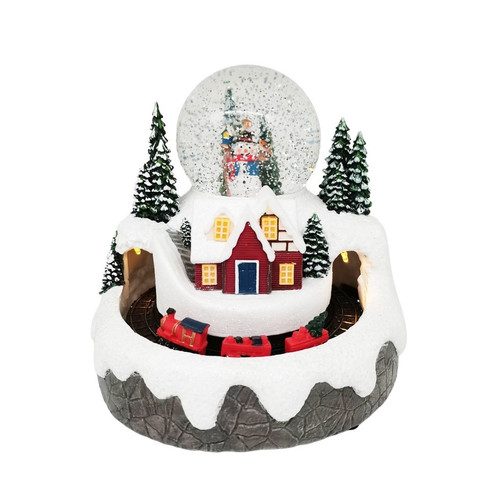 Mountain Scene Snow Globe with Lights (19cm)