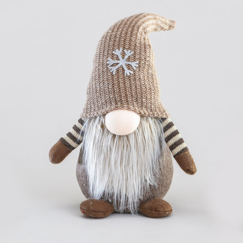 Brown Fabric Christmas Gonk with Snowflake Hat