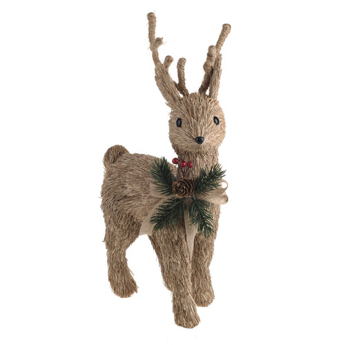 Festive Standing Deer Figure with Acorn Bow